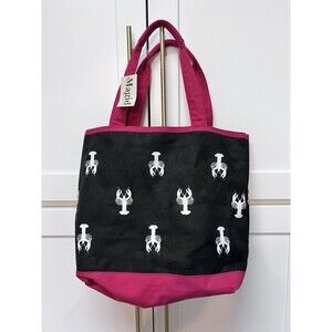 NWT Large Magid Beach Bag Tote Lobster Theme Red Black Open Snap Closure Canvas